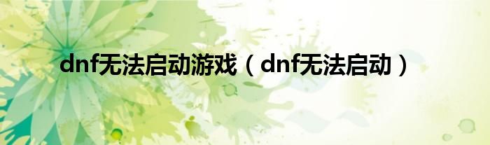 dnf无法启动游戏（dnf无法启动）