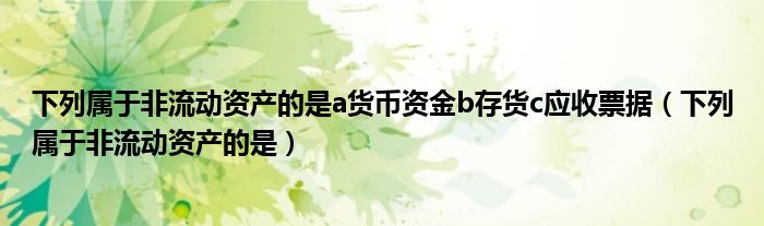 下列属于非流动资产的是a货币资金b存货c应收票据（下列属于非流动资产的是）