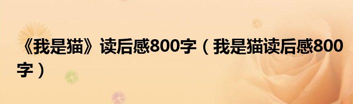 《我是猫》读后感800字（我是猫读后感800字）