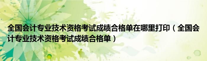 全国会计专业技术资格考试成绩合格单在哪里打印（全国会计专业技术资格考试成绩合格单）