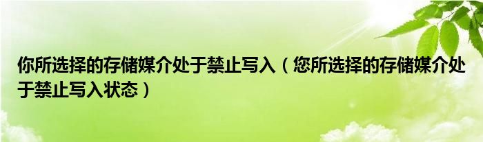 你所选择的存储媒介处于禁止写入（您所选择的存储媒介处于禁止写入状态）