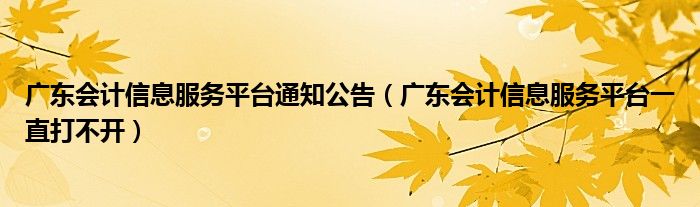 广东会计信息服务平台通知公告（广东会计信息服务平台一直打不开）