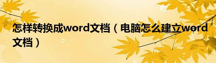 怎样转换成word文档（电脑怎么建立word文档）