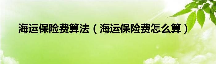 海运保险费算法（海运保险费怎么算）