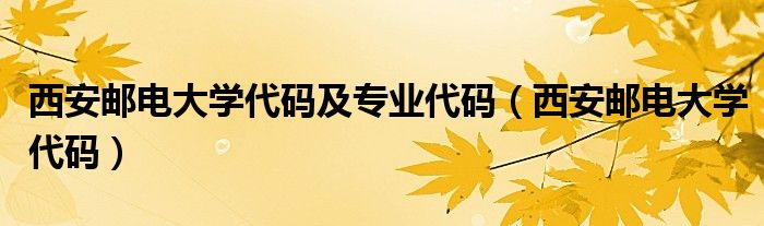 西安邮电大学代码及专业代码（西安邮电大学代码）