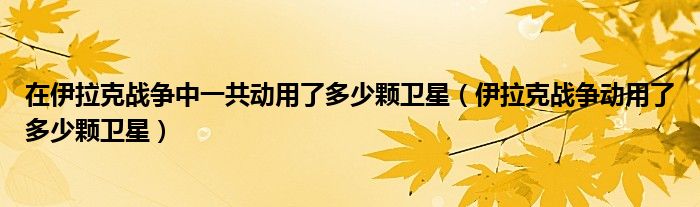 在伊拉克战争中一共动用了多少颗卫星（伊拉克战争动用了多少颗卫星）